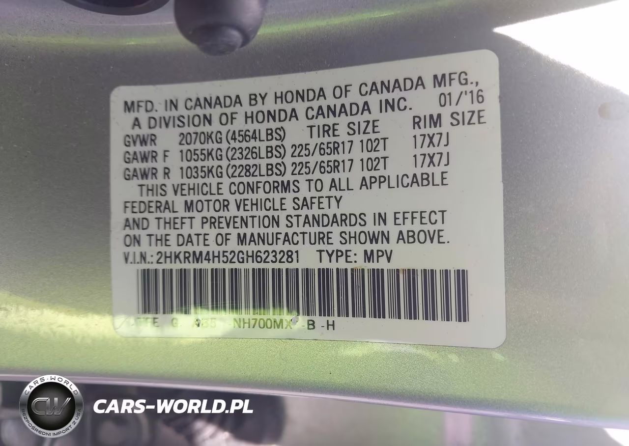 2016 Honda Cr-V Ex VIN:2HKRM4H52GH623281 - 9
