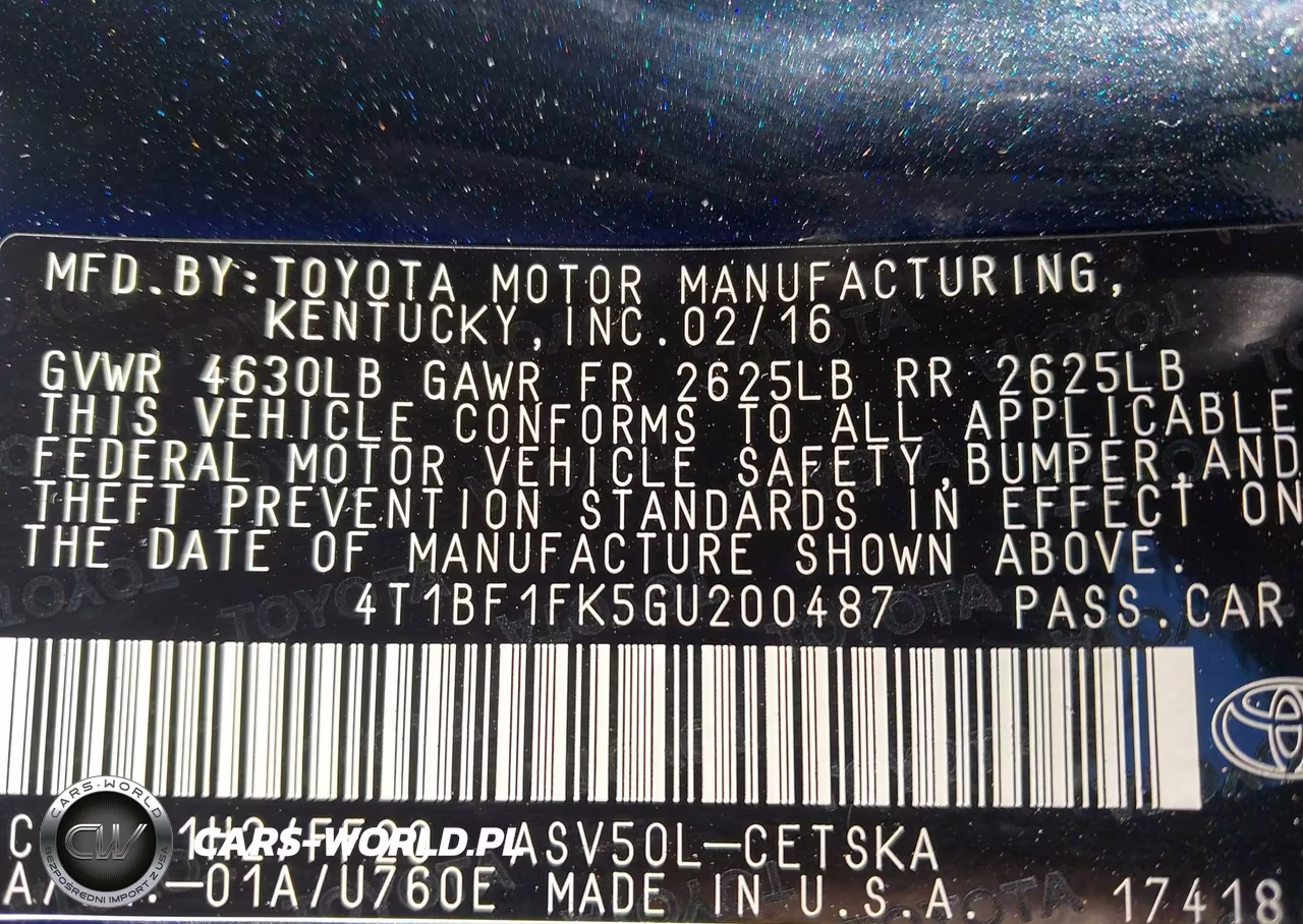 2016 Toyota Camry Se VIN:4T1BF1FK5GU200487 - 9