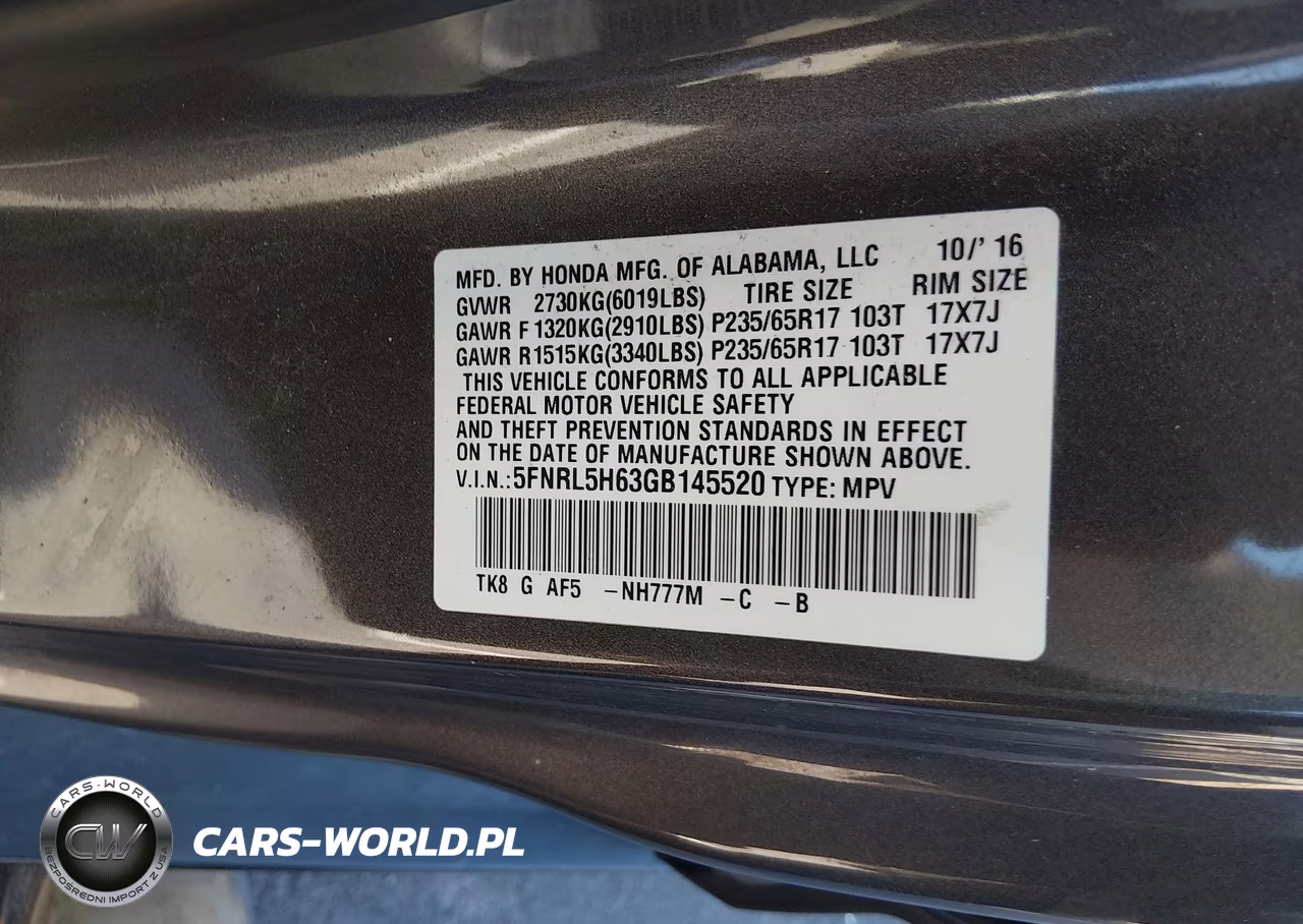 2016 Honda Odyssey Ex-L VIN:5FNRL5H63GB145520 - 9