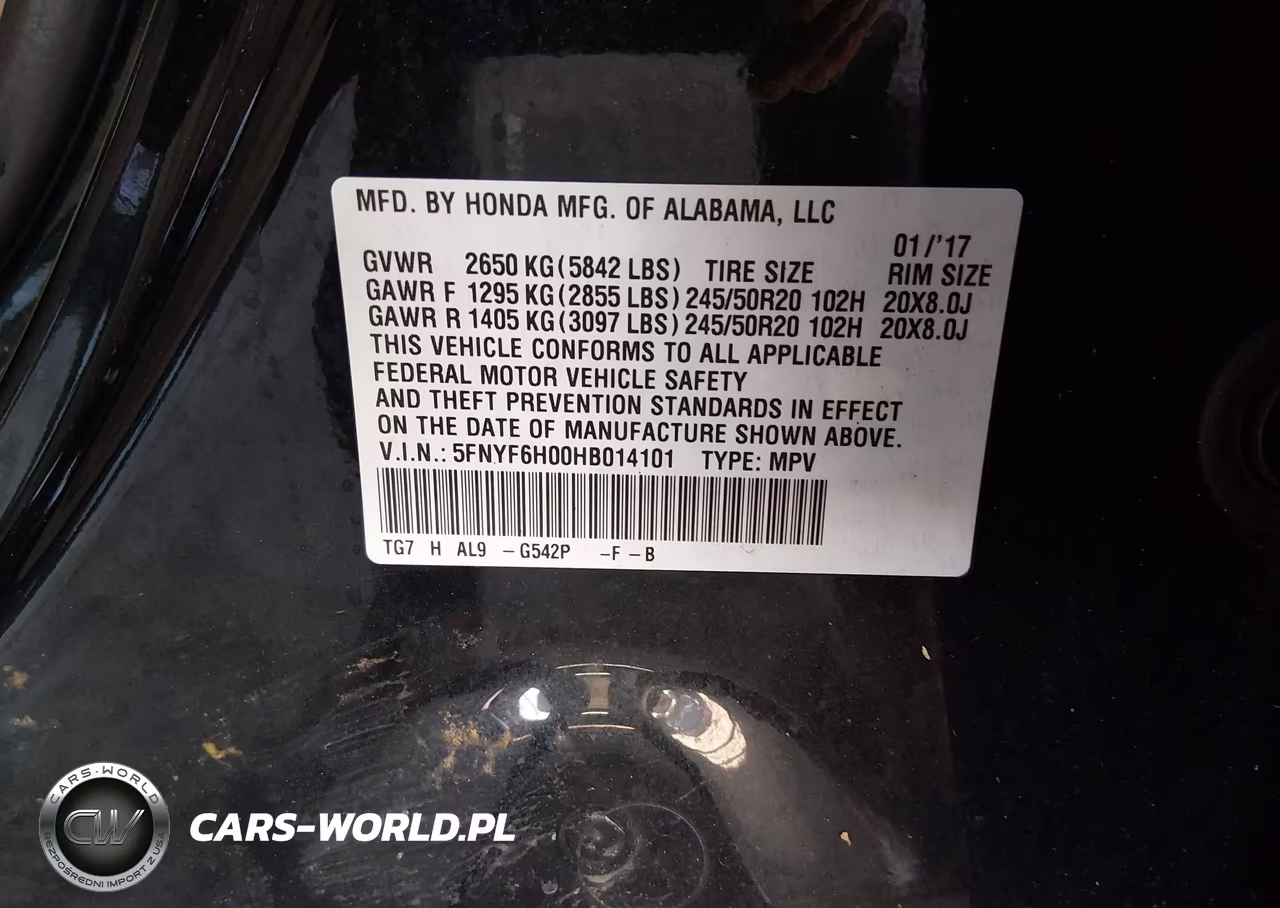 2017 Honda Pilot Elite VIN:5FNYF6H00HB014101 - 9