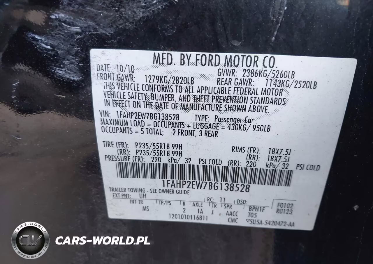 2011 Ford Taurus Sel VIN:1FAHP2EW7BG138528 - 9