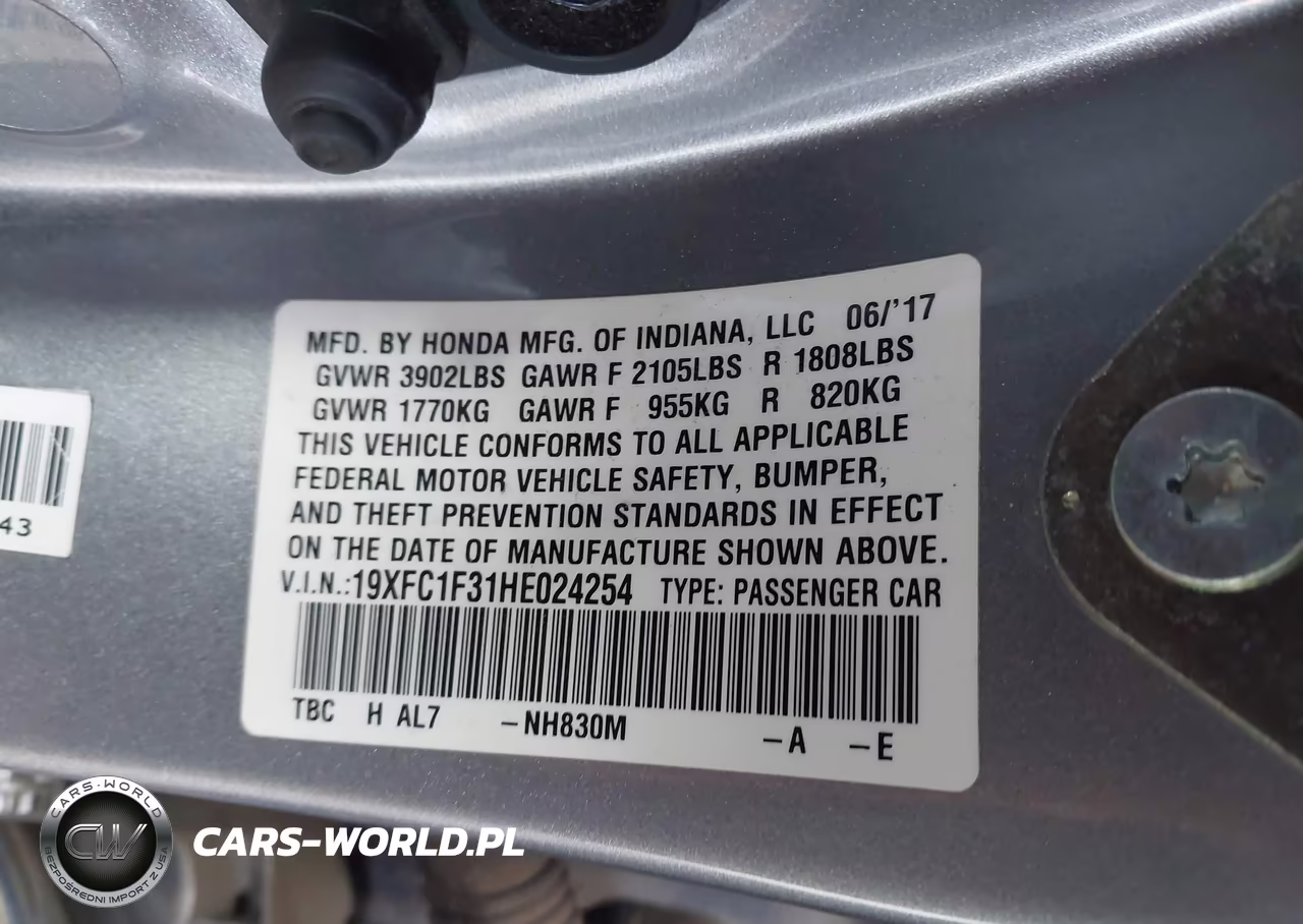 2017 Honda Civic Ex-T VIN:19XFC1F31HE024254 - 9