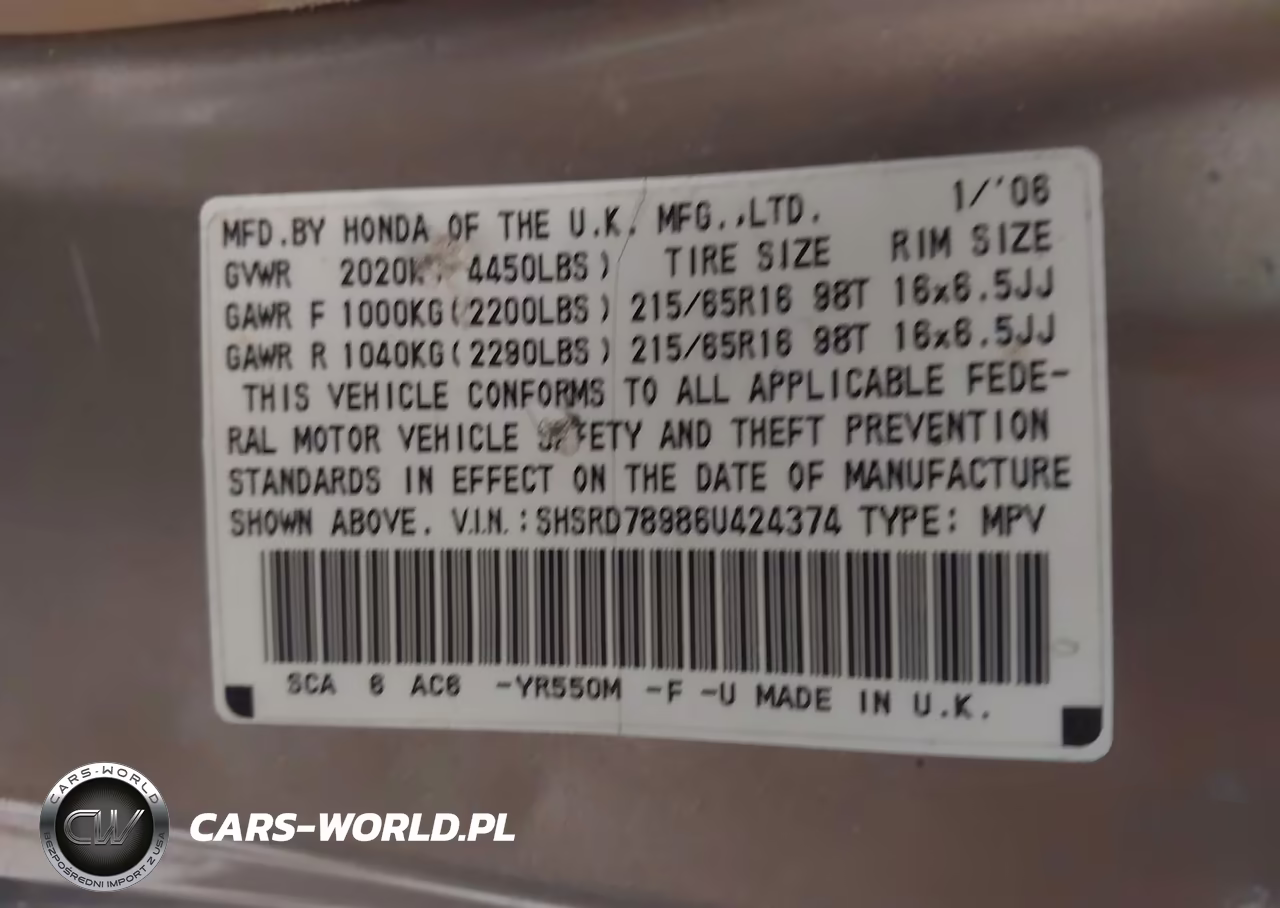 2006 Honda Cr-V Se VIN:SHSRD78986U424374 - 9