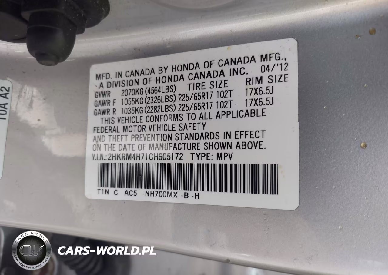 2012 Honda Cr-V Ex-L VIN:2HKRM4H71CH605172 - 9