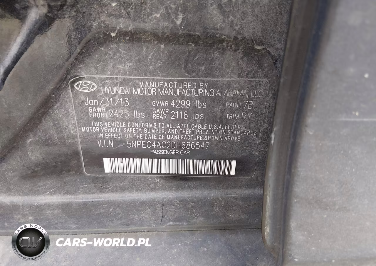 2013 Hyundai Sonata Se VIN:5NPEC4AC2DH686547 - 9