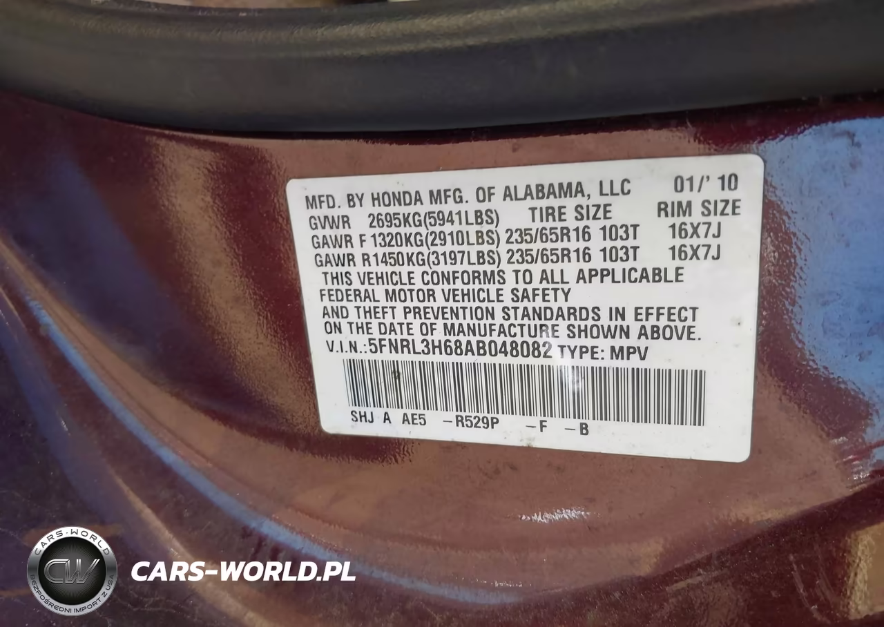 2010 Honda Odyssey Ex-L VIN:5FNRL3H68AB048082 - 9