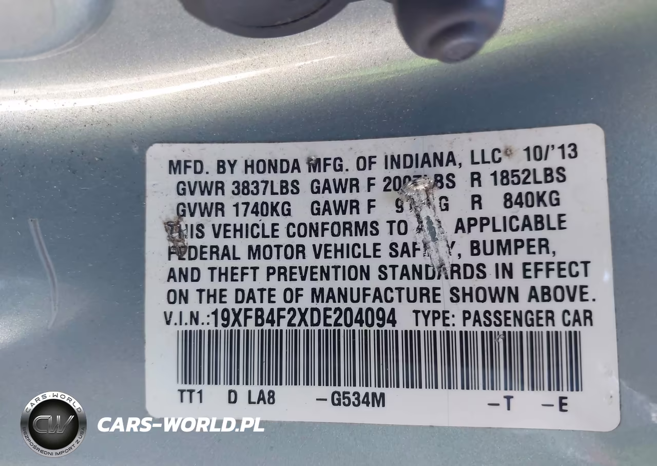 2013 Honda Civic Hybrid VIN:19XFB4F2XDE204094 - 9