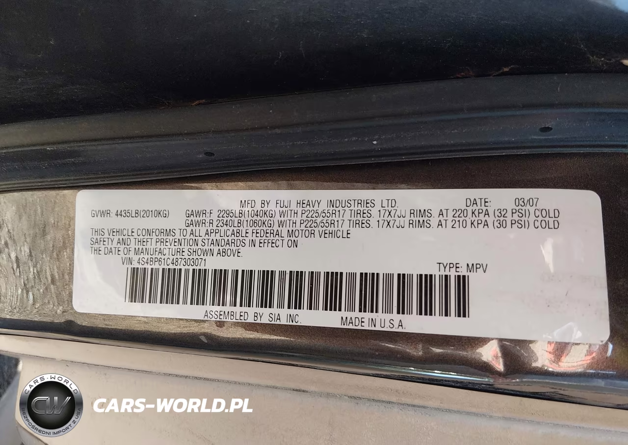 2008 Subaru Outback 2.5I VIN:4S4BP61C487303071 - 9