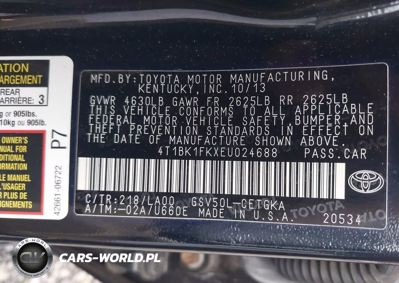 2014 Toyota Camry Xle V6 VIN:4T1BK1FKXEU024688 - 9
