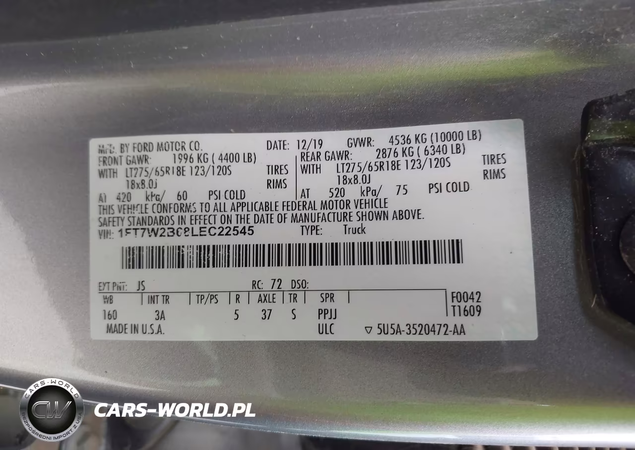 2020 Ford F-250 Xlt VIN:1FT7W2B68LEC22545 - 9