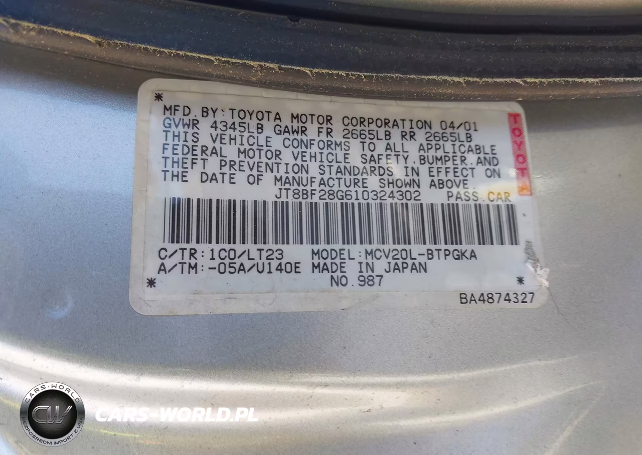 2001 Lexus Es 300 VIN:JT8BF28G610324302 - 9