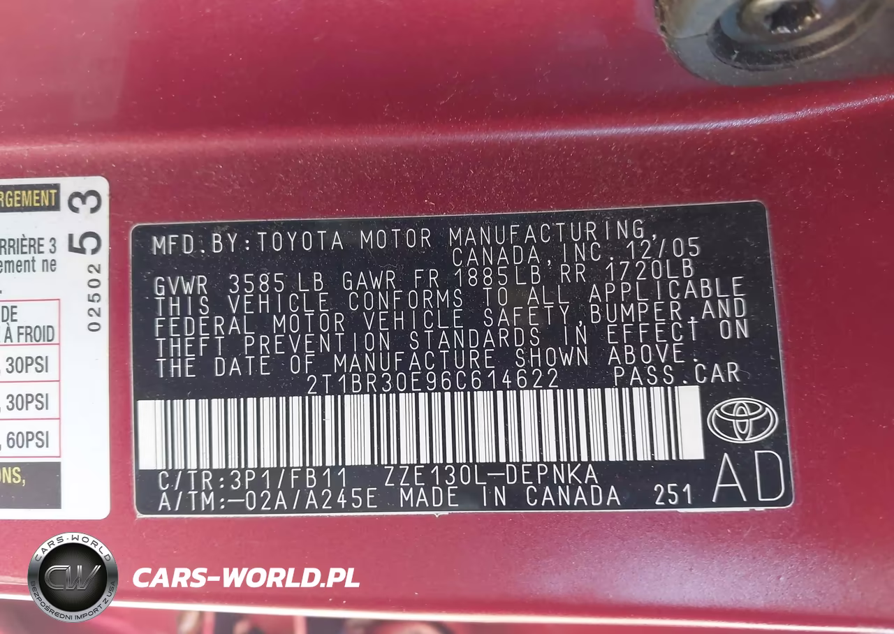 2006 Toyota Corolla Le VIN:2T1BR30E96C614622 - 9