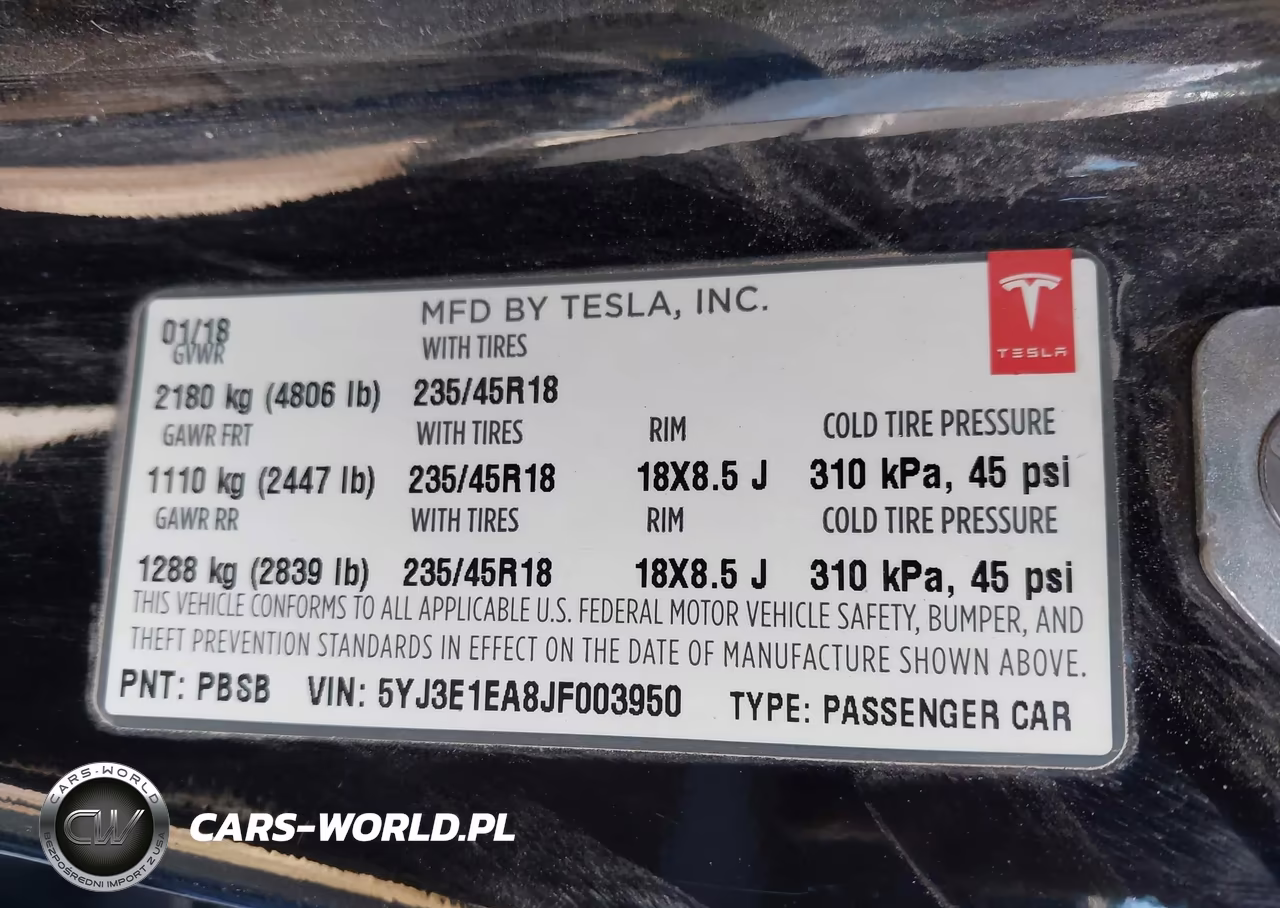 2018 Tesla Model 3 Long Range-Mid Range VIN:5YJ3E1EA8JF003950 - 9