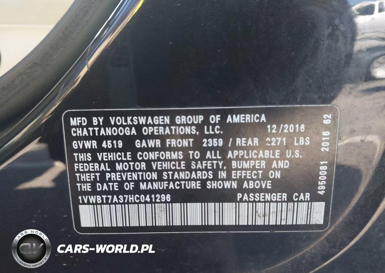 2017 Volkswagen Passat 1.8T Se VIN:1VWBT7A37HC041296 - 9