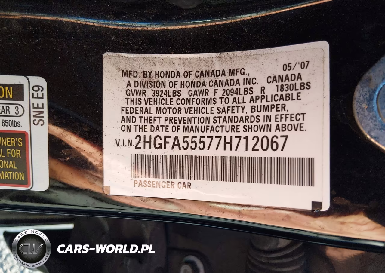 2007 Honda Civic Si VIN:2HGFA55577H712067 - 11
