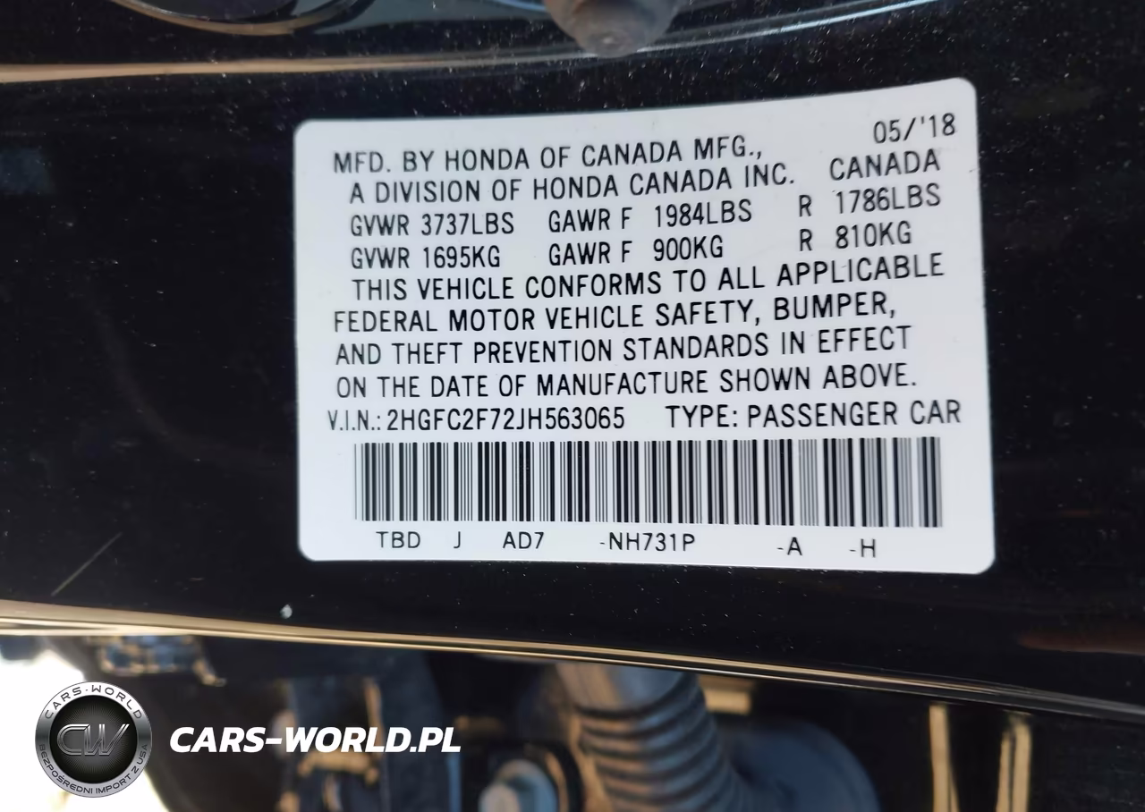 2018 Honda Civic Ex VIN:2HGFC2F72JH563065 - 9
