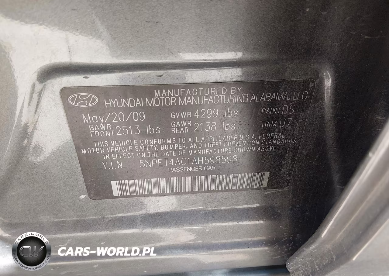 2010 Hyundai Sonata Gls VIN:5NPET4AC1AH598598 - 9
