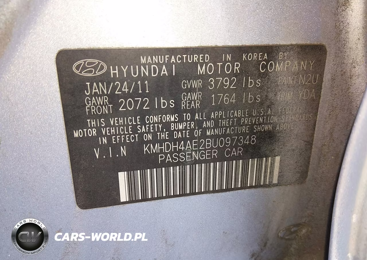 2011 Hyundai Elantra Gls (Ulsan Plant) VIN:KMHDH4AE2BU097348 - 9
