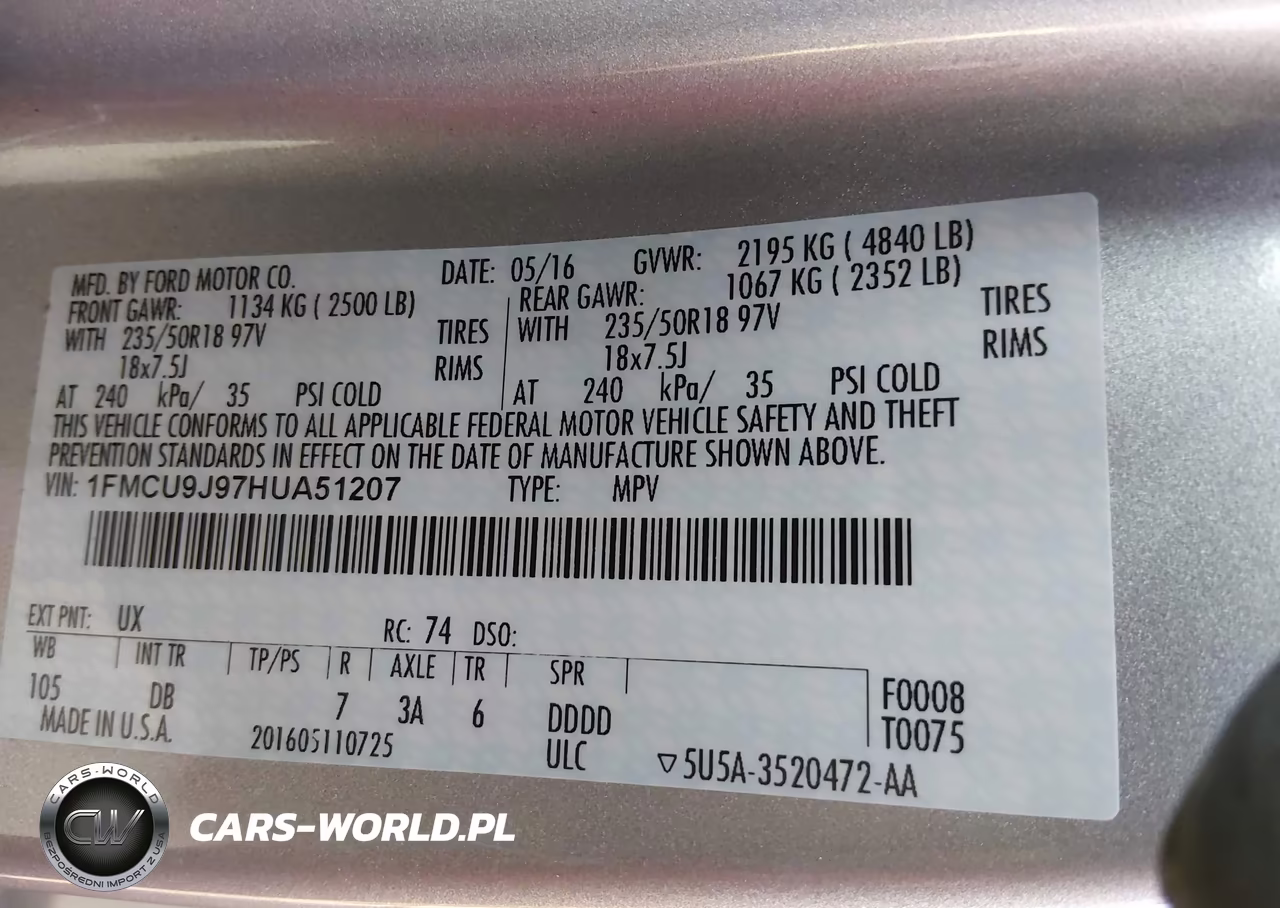 2017 Ford Escape Titanium VIN:1FMCU9J97HUA51207 - 9