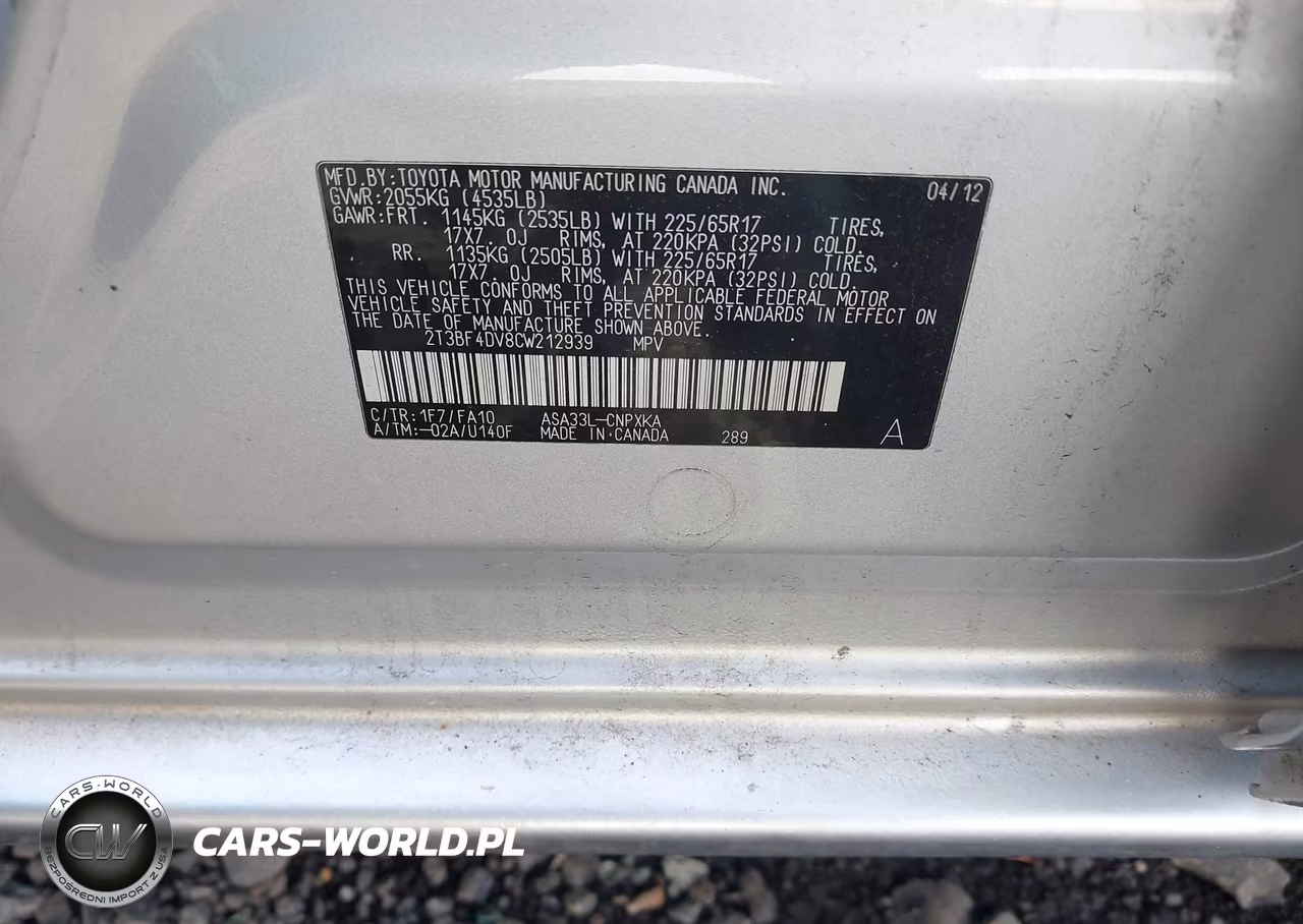 2012 Toyota Rav4 VIN:2T3BF4DV8CW212939 - 9