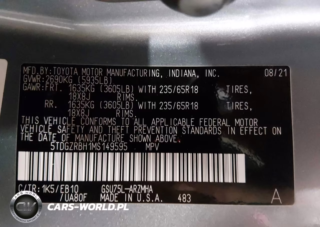 2021 Toyota Highlander Xle VIN:5TDGZRBH1MS149595 - 9