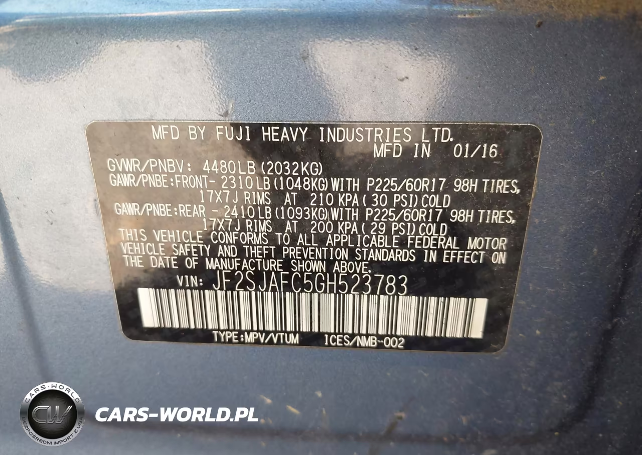 2016 Subaru Forester 2.5I Premium VIN:JF2SJAFC5GH523783 - 9