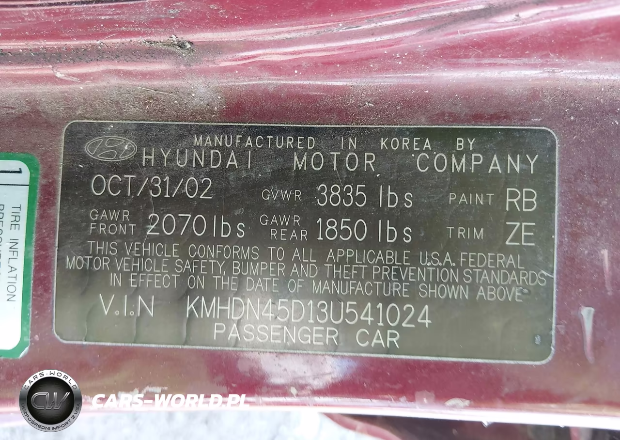 2003 Hyundai Elantra Gls-Gt VIN:KMHDN45D13U541024 - 9