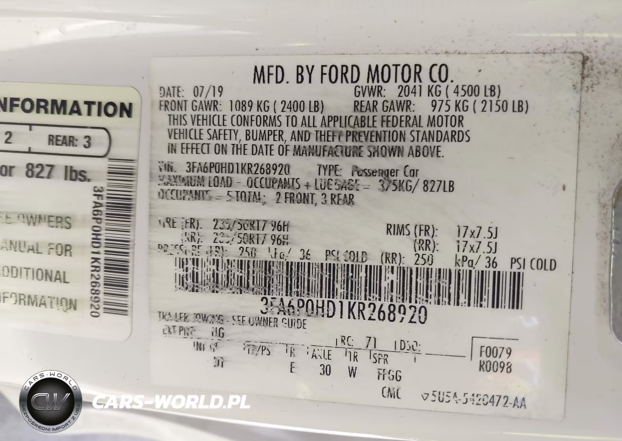 2019 Ford Fusion Se VIN:3FA6P0HD1KR268920 - 9