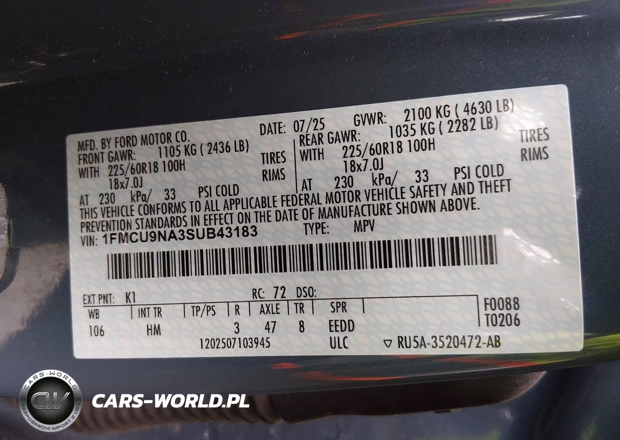 2025 Ford Escape St-Line Select VIN:1FMCU9NA3SUB43183 - 9