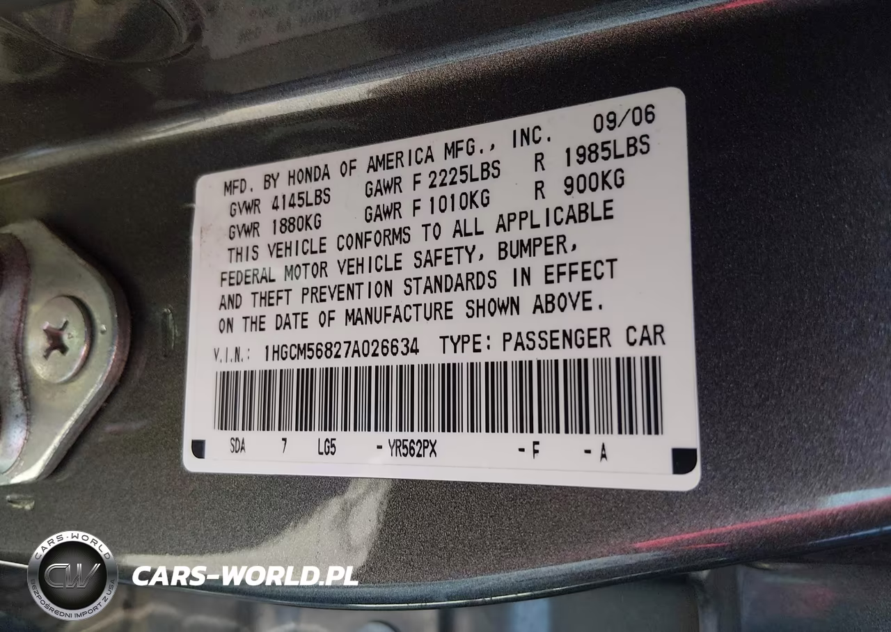 2007 Honda Accord 2.4 Ex VIN:1HGCM56827A026634 - 9