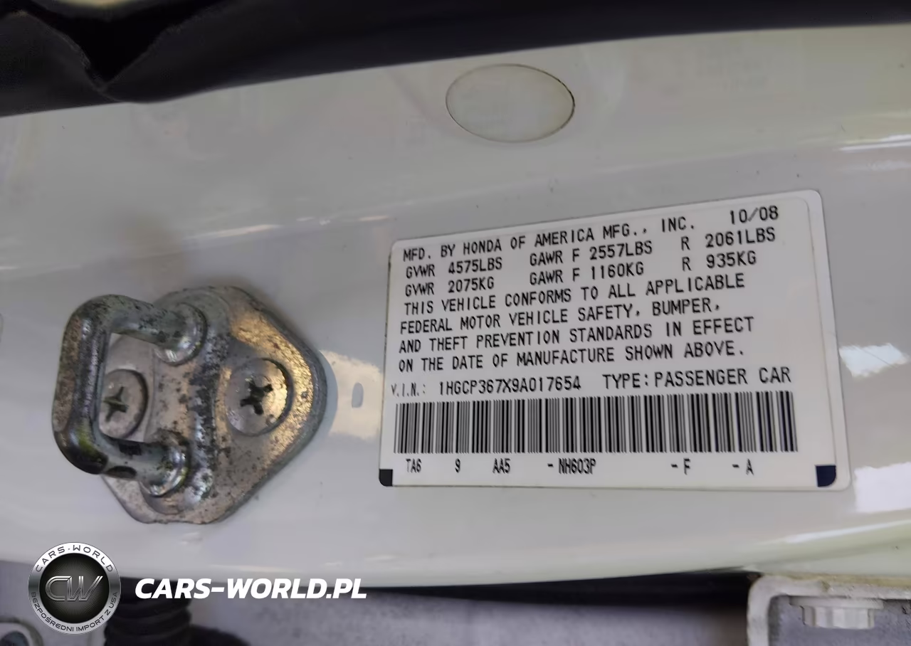 2009 Honda Accord 3.5 Ex VIN:1HGCP367X9A017654 - 9