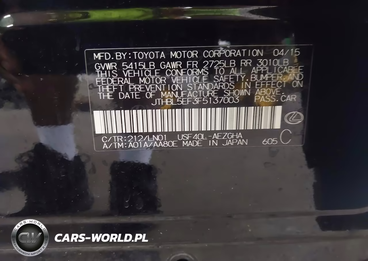 2015 Lexus Ls 460 VIN:JTHBL5EF3F5137003 - 9