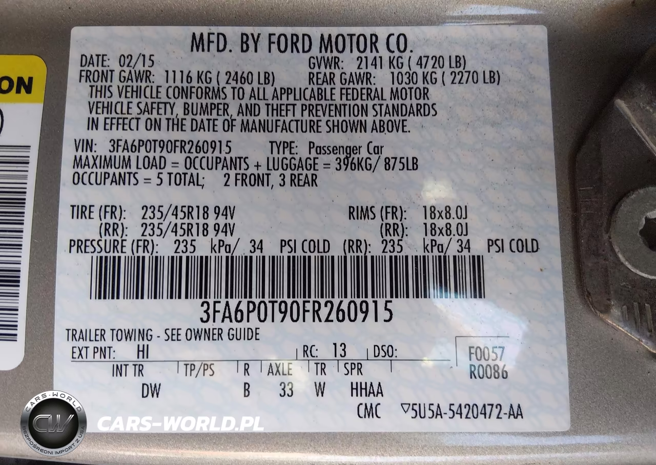 2015 Ford Fusion Se VIN:3FA6P0T90FR260915 - 9
