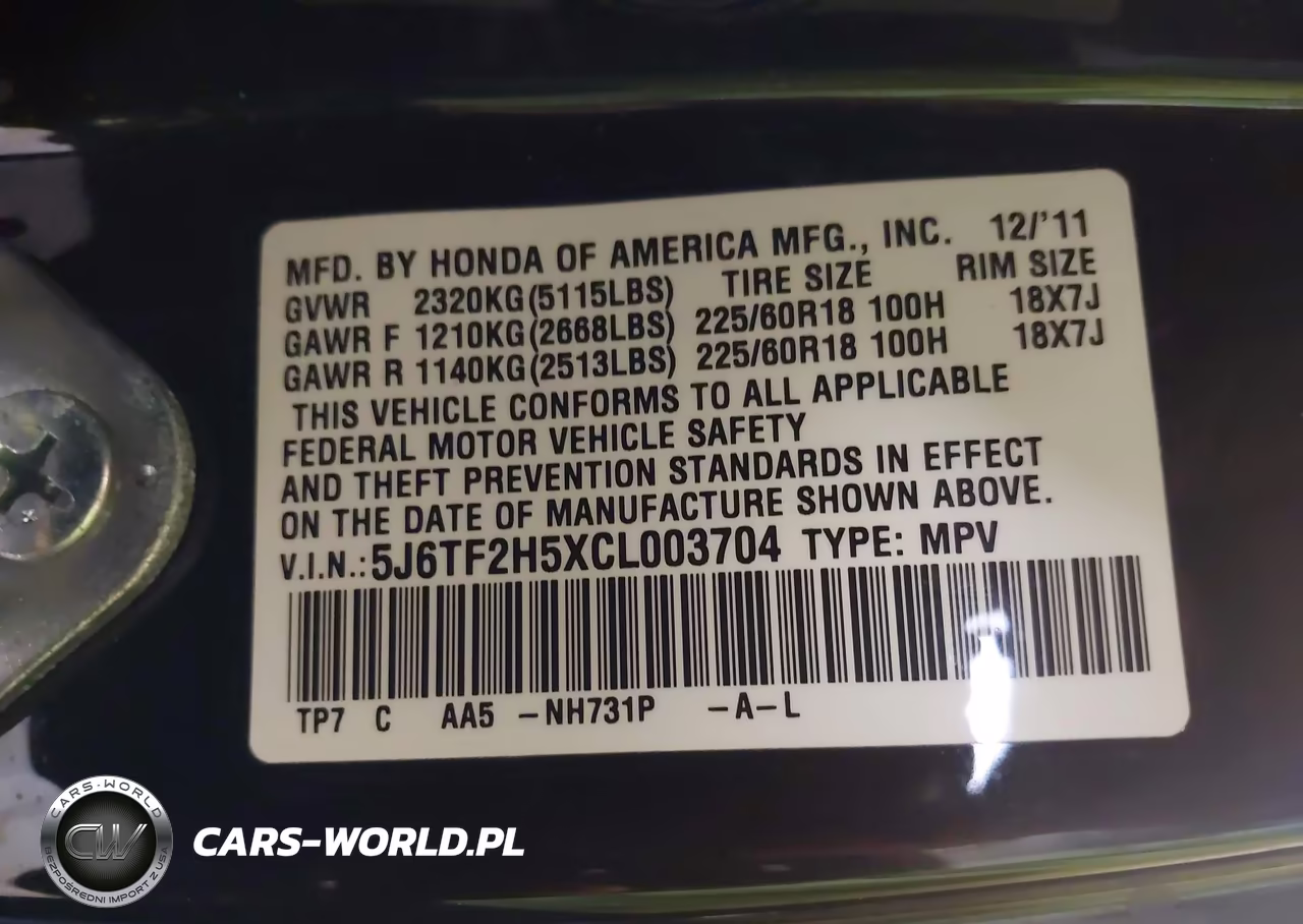 2012 Honda Crosstour Ex-L VIN:5J6TF2H5XCL003704 - 9