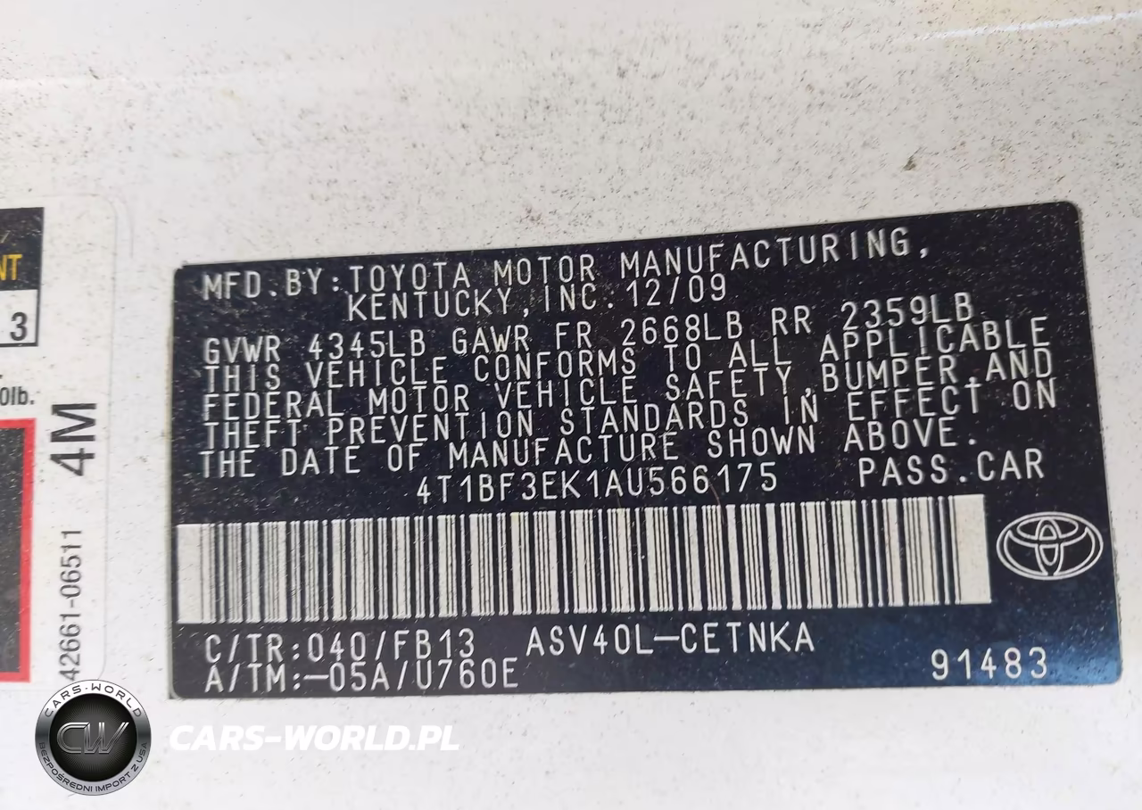 2010 Toyota Camry Le VIN:4T1BF3EK1AU566175 - 9