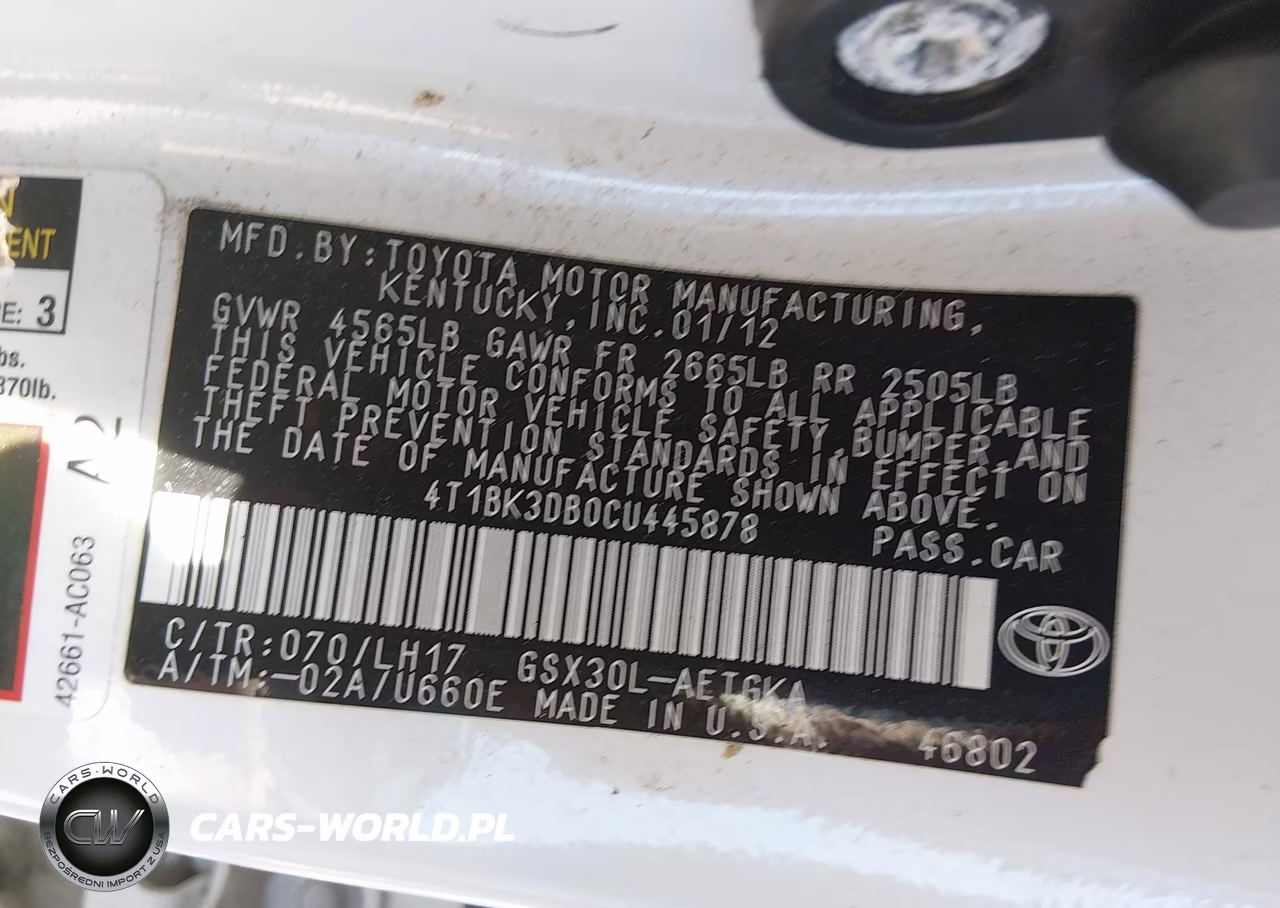 2012 Toyota Avalon VIN:4T1BK3DB0CU445878 - 9