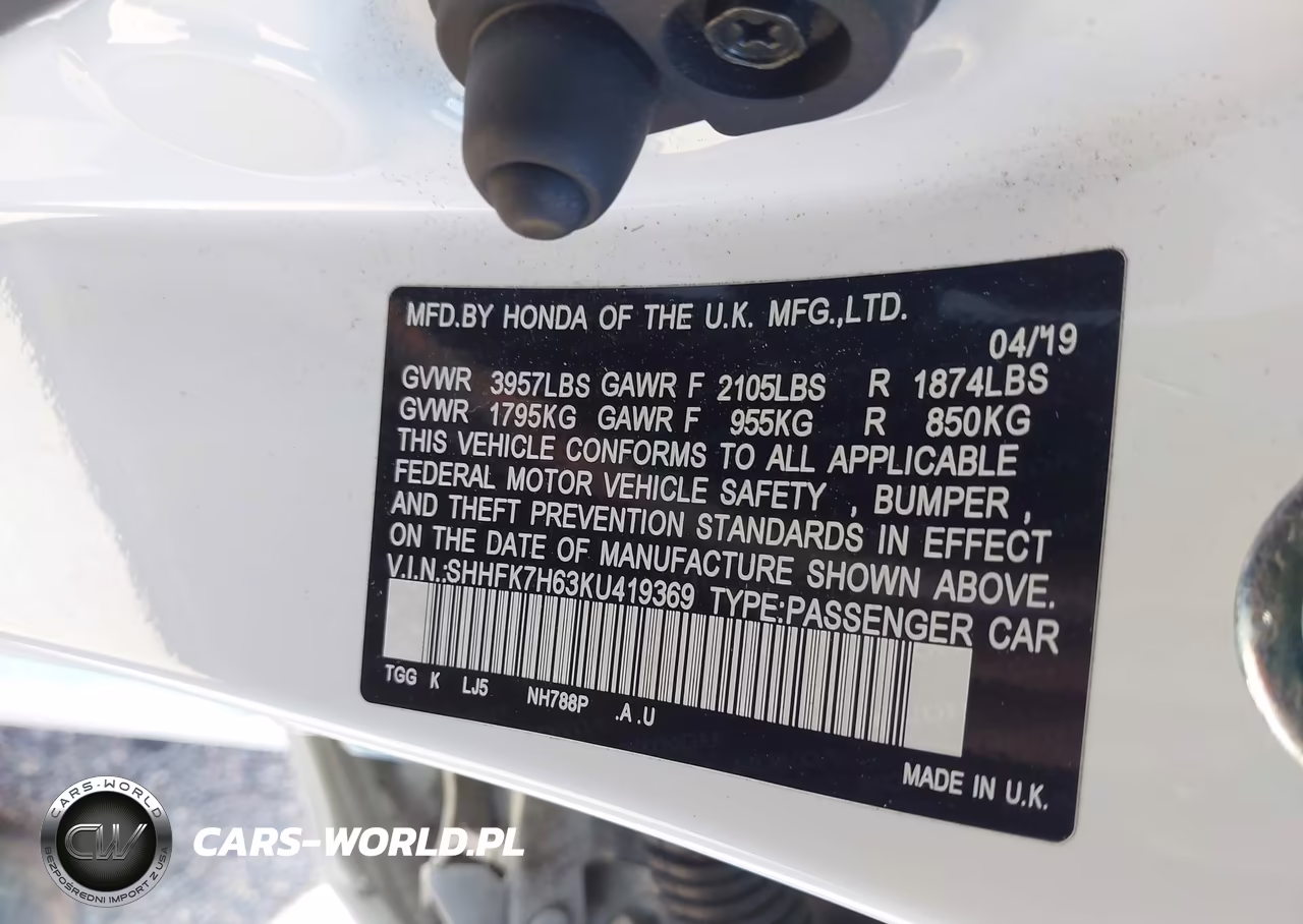 2019 Honda Civic Ex VIN:SHHFK7H63KU419369 - 9