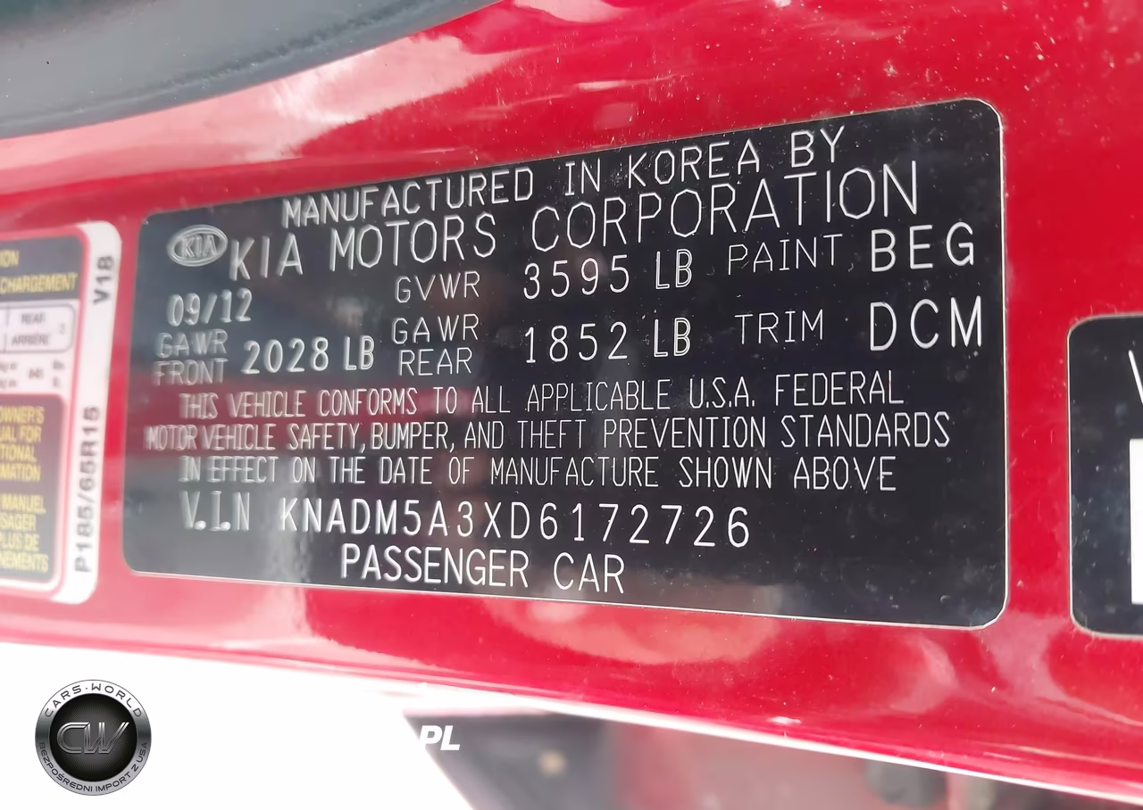 2013 Kia Rio Lx VIN:KNADM5A3XD6172726 - 9