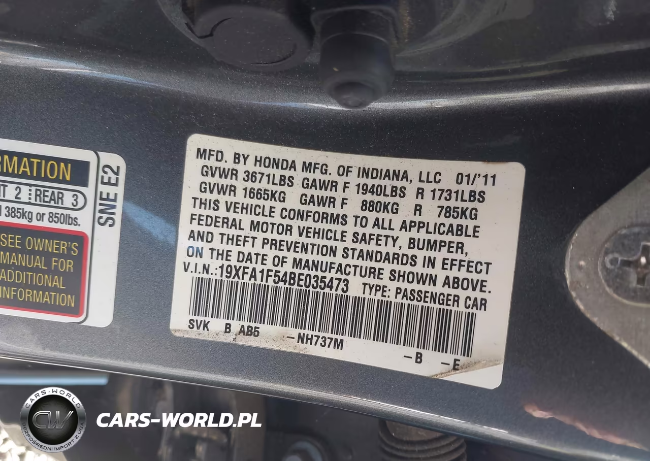 2011 Honda Civic Lx VIN:19XFA1F54BE035473 - 9