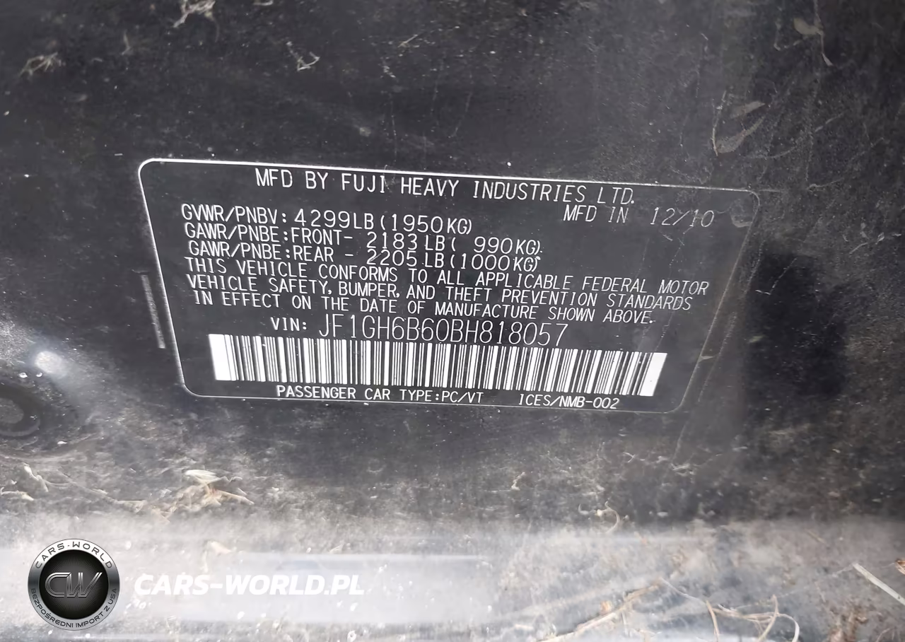 2011 Subaru Impreza 2.5I Premium VIN:JF1GH6B60BH818057 - 9