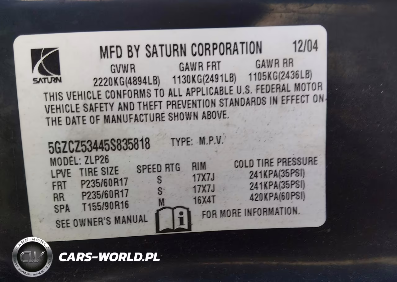 2005 Saturn Vue V6 VIN:5GZCZ53445S835818 - 9