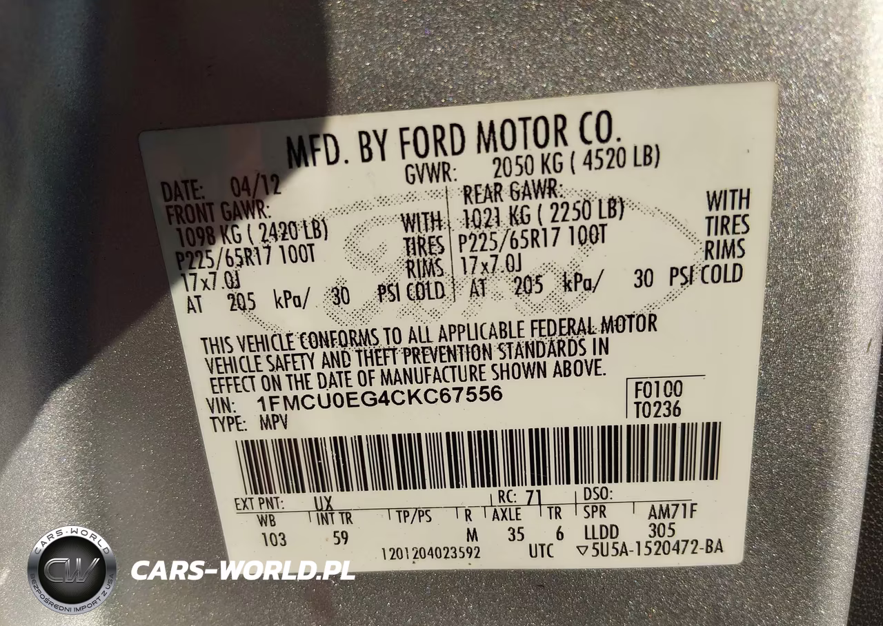 2012 Ford Escape Limited VIN:1FMCU0EG4CKC67556 - 12