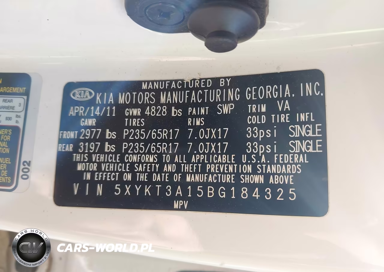 2011 Kia Sorento Lx VIN:5XYKT3A15BG184325 - 9