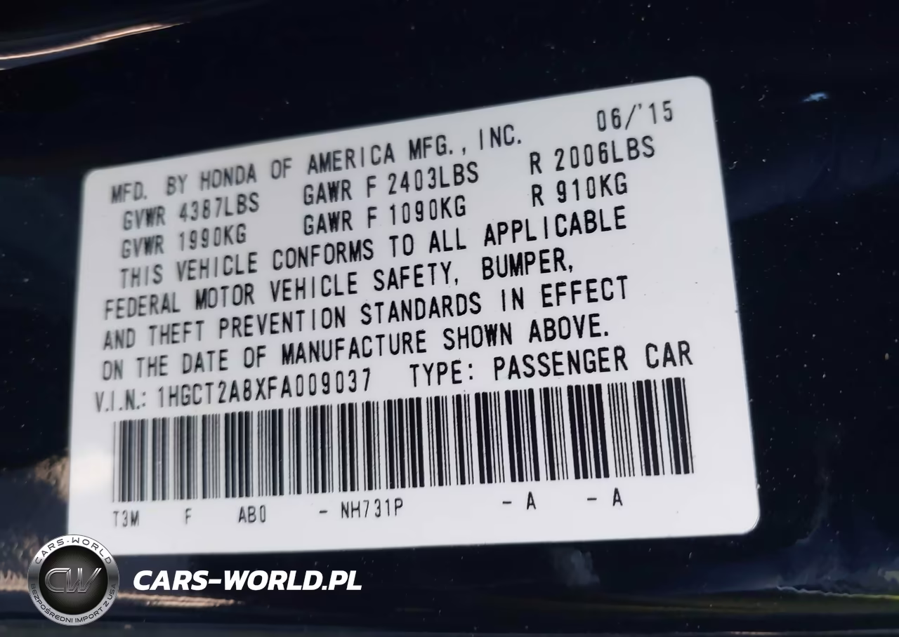 2015 Honda Accord Ex-L V-6 VIN:1HGCT2A8XFA009037 - 9