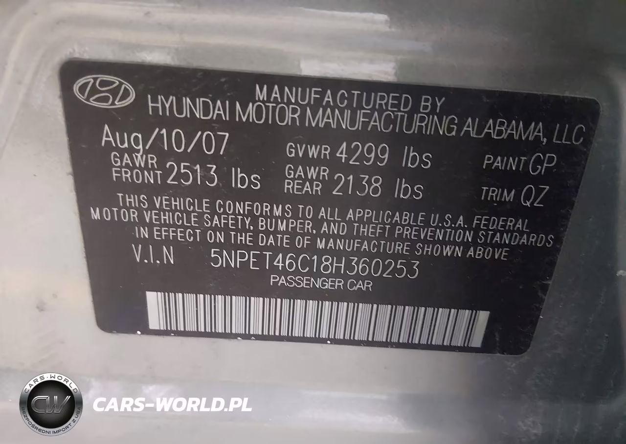 2008 Hyundai Sonata Gls VIN:5NPET46C18H360253 - 9