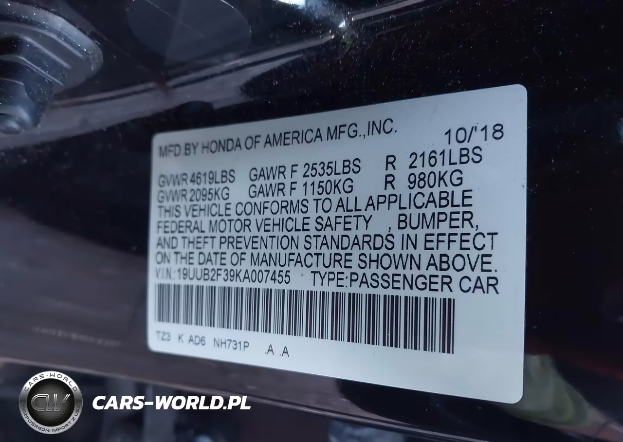 2019 Acura Tlx Standard VIN:19UUB2F39KA007455 - 9