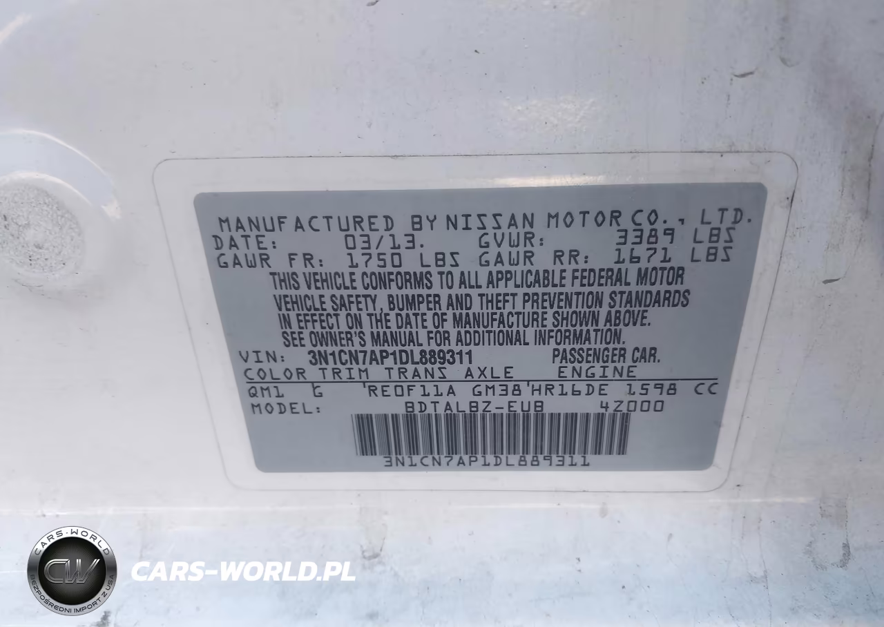 2013 Nissan Versa 1.6 Sv VIN:3N1CN7AP1DL889311 - 9