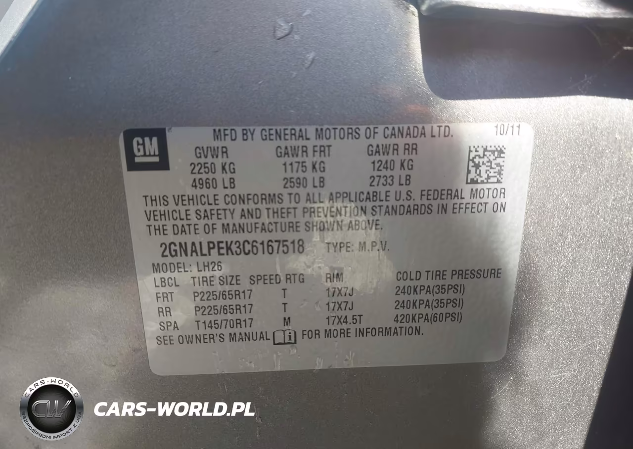 2012 Chevrolet Equinox 2Lt VIN:2GNALPEK3C6167518 - 9