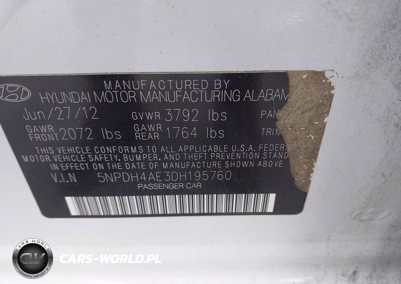 2013 Hyundai Elantra Gls VIN:5NPDH4AE3DH195760 - 9