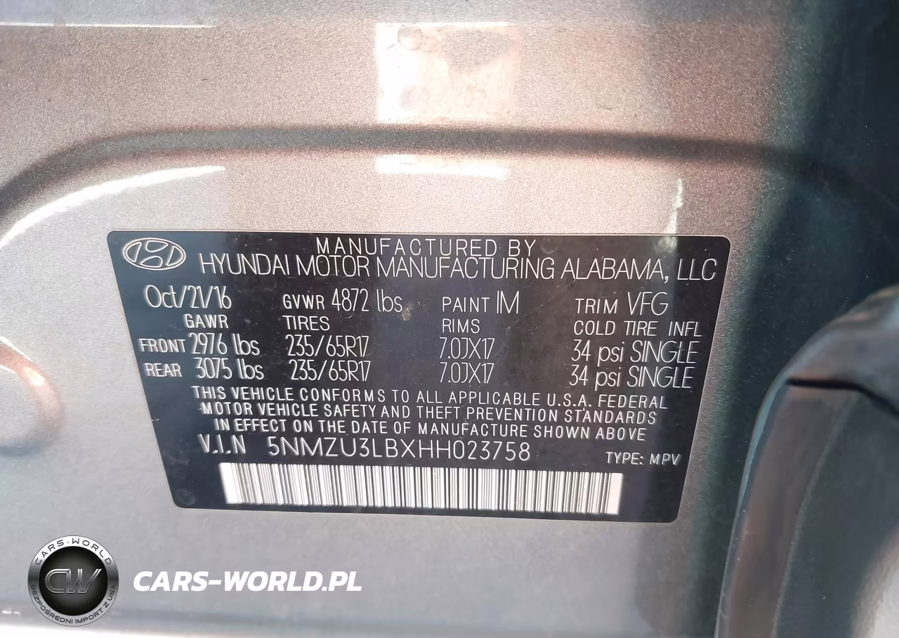 2017 Hyundai Santa Fe Sport 2.4L VIN:5NMZU3LBXHH023758 - 9